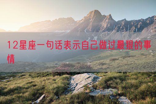 12星座一句话表示自己做过最狠的事情(图1)