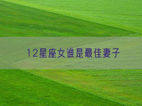 12星座女谁是最佳妻子(图1)