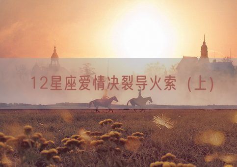 12星座爱情决裂导火索(上)(图1) 12星座爱情决裂导火索(上)(图1)