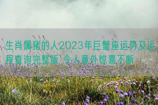 生肖属猪的人2023年巨蟹座运势及运程查询完整版 令人意外惊喜不断(图1) 生肖属猪的人2023年巨蟹座运势及运程查询完整版 令人意外惊喜不断(图1)