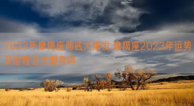 2023年摩羯座彻底大爆发,摩羯座2023年运势及运程会大翻身吗(图1)