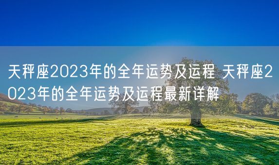 天秤座2023年的全年运势及运程 天秤座2023年的全年运势及运程最新详解(图1)