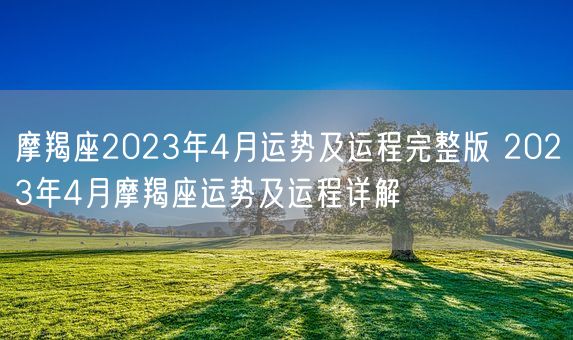 摩羯座2023年4月运势及运程完整版 2023年4月摩羯座运势及运程详解(图1)