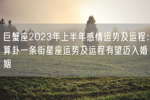 巨蟹座2023年上半年感情运势及运程:算卦一条街星座运势及运程有望迈入婚姻(图1) 巨蟹座2023年上半年感情运势及运程:算卦一条街星座运势及运程有望迈入婚姻(图1)
