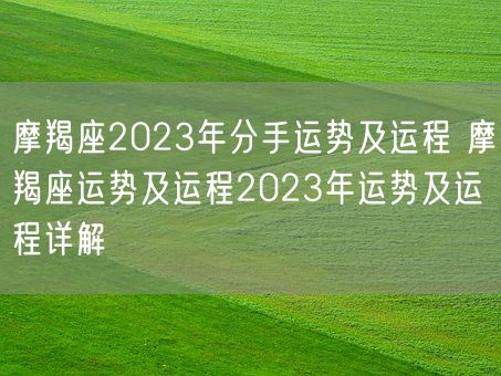 摩羯座2023年分手运势及运程 摩羯座运势及运程2023年运势及运程详解(图1)