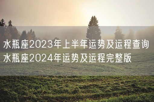 水瓶座2023年上半年运势及运程查询 水瓶座2024年运势及运程完整版(图1)