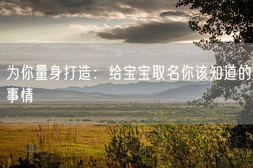 为你量身打造：给宝宝取名你该知道的事情(图1)