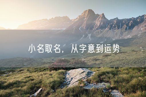 小名取名，从字意到运势(图1)