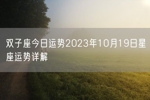 双子座今日运势2023年10月19日星座运势详解(图1) 双子座今日运势2023年10月19日星座运势详解(图1)