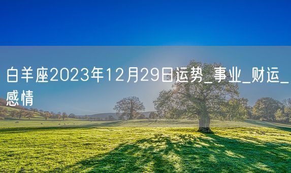 白羊座2023年12月29日运势_事业_财运_感情(图1) 白羊座2023年12月29日运势_事业_财运_感情(图1)