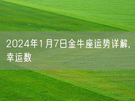 2024年1月7日金牛座运势详解,幸运数(图1)