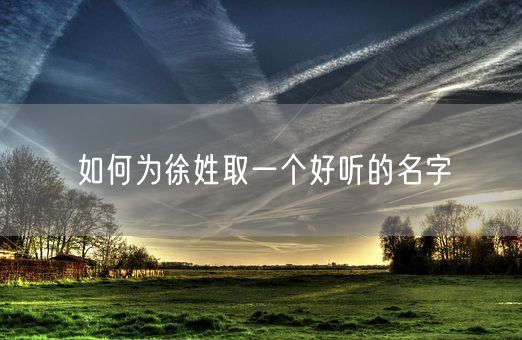 如何为徐姓取一个好听的名字(图1)