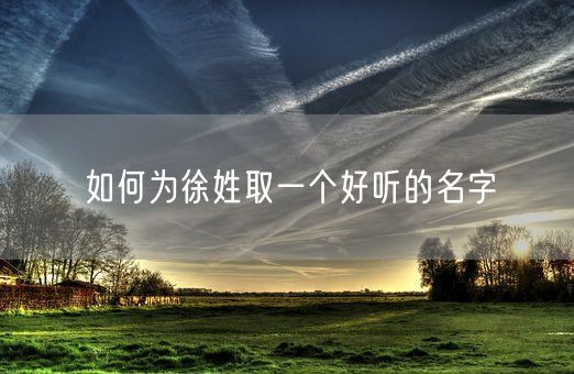 如何为徐姓取一个好听的名字(图1)