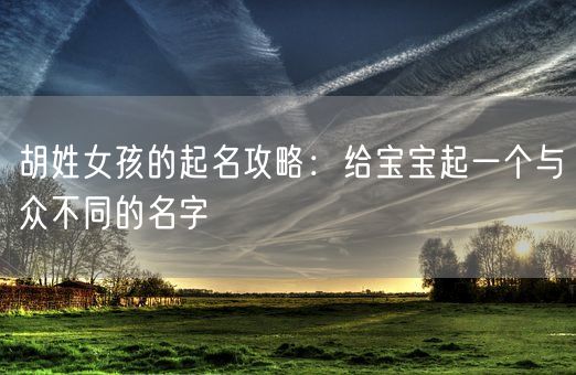 胡姓女孩的起名攻略：给宝宝起一个与众不同的名字(图1)