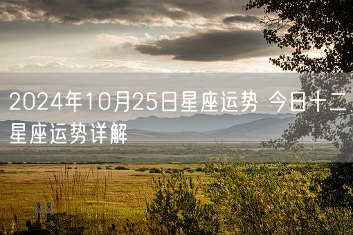 2024年10月25日星座运势 今日十二星座运势详解(图1)