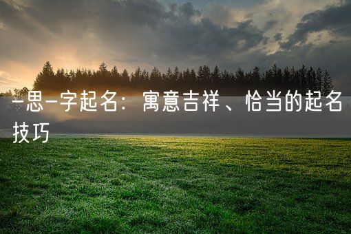 -思-字起名：寓意吉祥、恰当的起名技巧(图1)