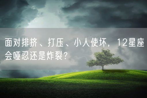 面对排挤、打压、小人使坏,12星座会哑忍还是炸裂?(图1) 面对排挤、打压、小人使坏,12星座会哑忍还是炸裂?(图1)