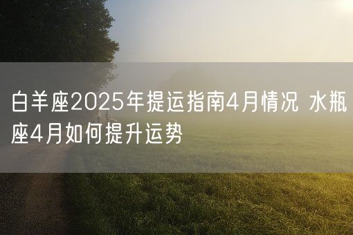 白羊座2025年提运指南4月情况 水瓶座4月如何提升运势(图1)