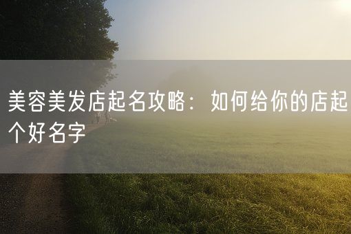 美容美发店起名攻略：如何给你的店起个好名字(图1)