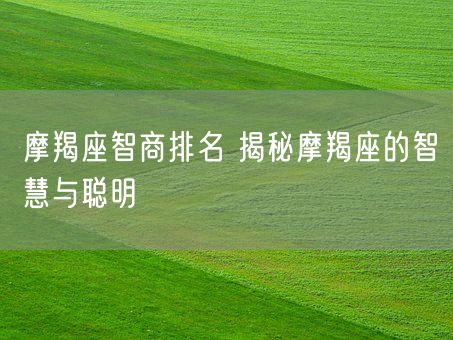 摩羯座智商排名 揭秘摩羯座的智慧与聪明(图1)