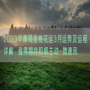 2023年摩羯座桃花运3月运势及运程详解  值得期待积极主动-微速讯