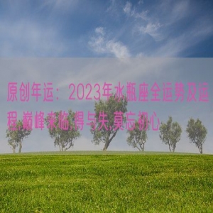原创年运：2023年水瓶座全运势及运程,巅峰来临,得与失,莫忘初心