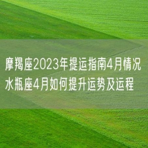 摩羯座2023年提运指南4月情况 水瓶座4月如何提升运势及运程