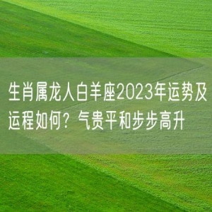 生肖属龙人白羊座2023年运势及运程如何？气贵平和步步高升