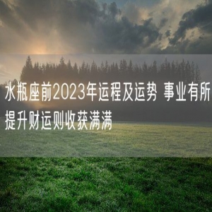 水瓶座前2023年运程及运势 事业有所提升财运则收获满满