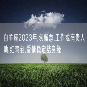 白羊座2023年,勿懈怠,工作或有贵人助,红鸾到,爱情稳定结良缘