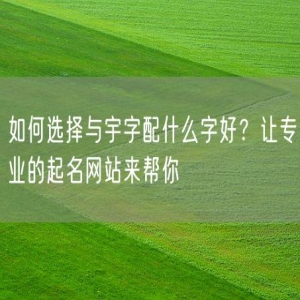 如何选择与宇字配什么字好？让专业的起名网站来帮你