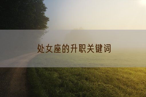 处女座的升职关键词(图1)