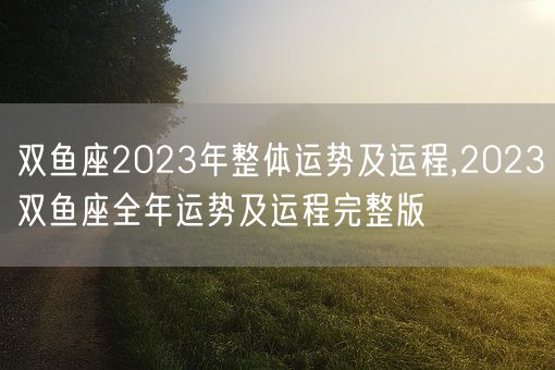 双鱼座2023年整体运势及运程,2023双鱼座全年运势及运程完整版(图1)