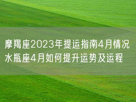 摩羯座2023年提运指南4月情况 水瓶座4月如何提升运势及运程(图1)