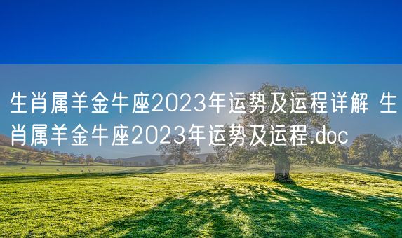 生肖属羊金牛座2023年运势及运程详解 生肖属羊金牛座2023年运势及运程.doc(图1)