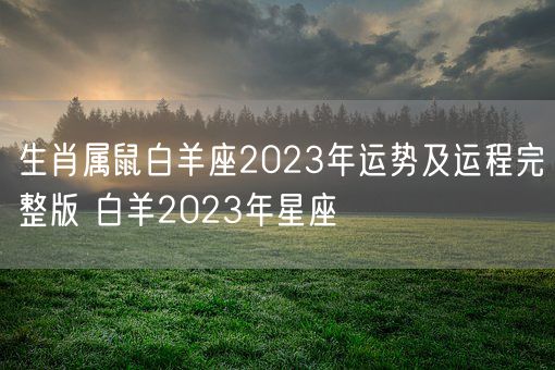 生肖属鼠白羊座2023年运势及运程完整版 白羊2023年星座(图1)