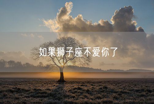 如果狮子座不爱你了(图1)