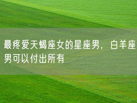 最疼爱天蝎座女的星座男，白羊座男可以付出所有(图1)