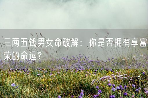 三两五钱男女命破解:你是否拥有享富荣的命运?(图1) 三两五钱男女命破解:你是否拥有享富荣的命运?(图1)