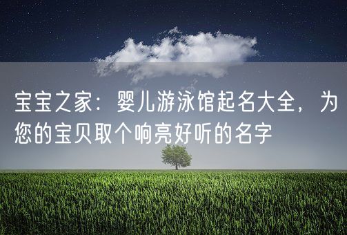 宝宝之家:婴儿游泳馆起名大全,为您的宝贝取个响亮好听的名字(图1) 宝宝之家:婴儿游泳馆起名大全,为您的宝贝取个响亮好听的名字(图1)