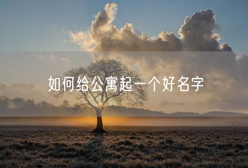 如何给公寓起一个好名字(图1) 如何给公寓起一个好名字(图1)