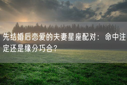 先结婚后恋爱的夫妻星座配对:命中注定还是缘分巧合?(图1) 先结婚后恋爱的夫妻星座配对:命中注定还是缘分巧合?(图1)