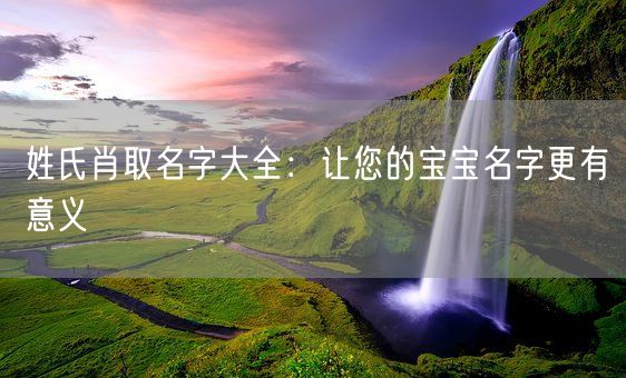 姓氏肖取名字大全：让您的宝宝名字更有意义(图1)