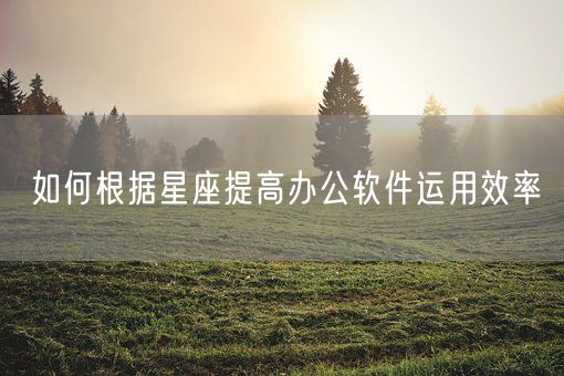 如何根据星座提高办公软件运用效率(图1)