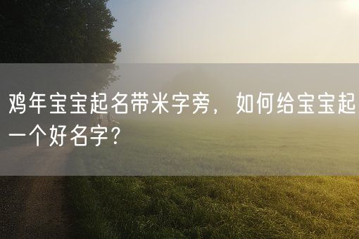 鸡年宝宝起名带米字旁，如何给宝宝起一个好名字？(图1)