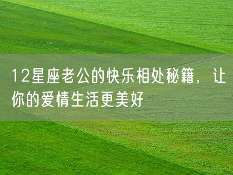 12星座老公的快乐相处秘籍,让你的爱情生活更美好(图1) 12星座老公的快乐相处秘籍,让你的爱情生活更美好(图1)