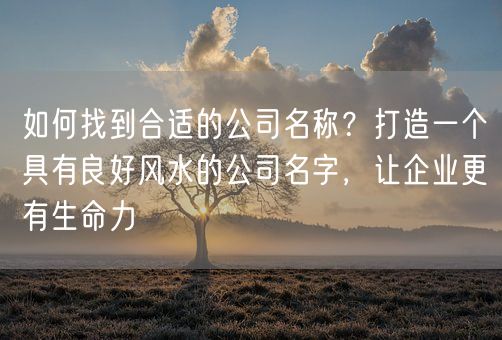 如何找到合适的公司名称？打造一个具有良好风水的公司名字，让企业更有生命力(图1)
