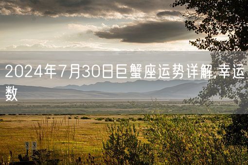 2024年7月30日巨蟹座运势详解,幸运数(图1)