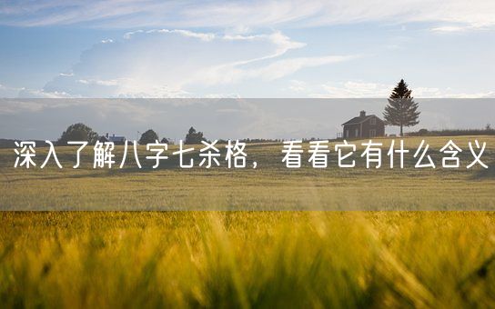深入了解八字七杀格，看看它有什么含义(图1)