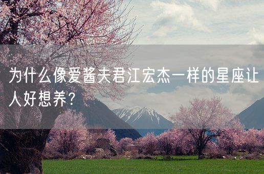 为什么像爱酱夫君江宏杰一样的星座让人好想养？(图1)